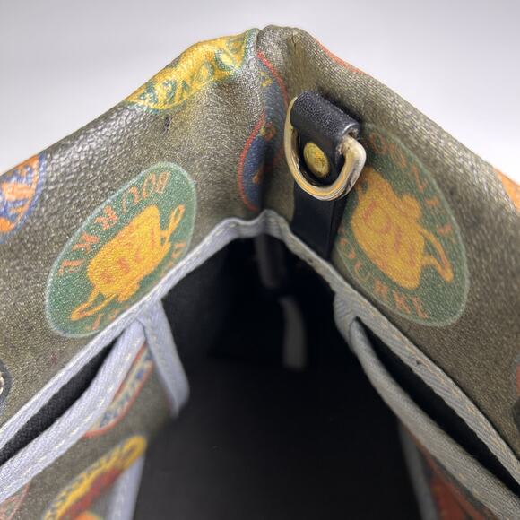 Dooney and Bourke Mini Bag Italian Leather Coated Cotton Colorful All Over Logo - Picture 10 of 11